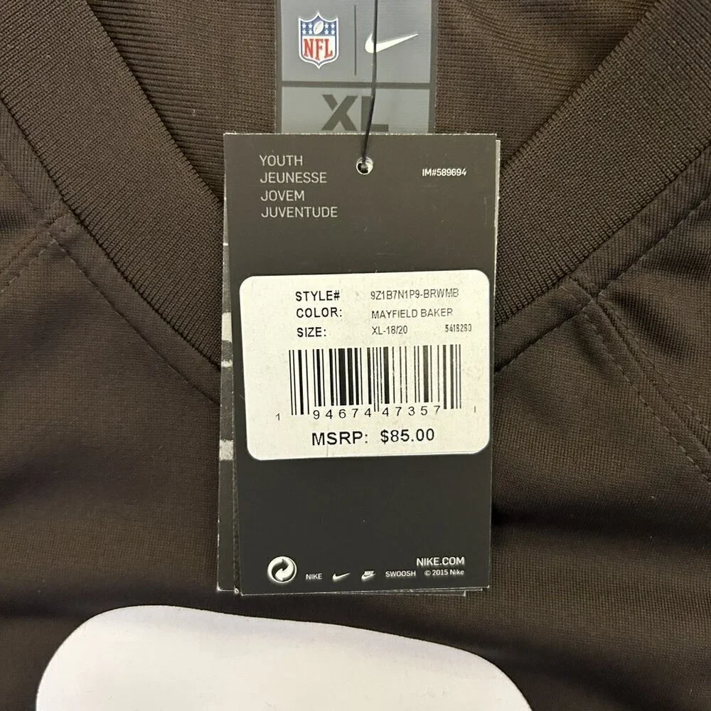 Nike Cleveland Browns NFL Mayfield #6 Football Jersey Youth Size XL - NWT $85